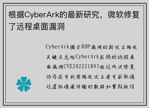 根据CyberArk的最新研究，微软修复了远程桌面漏洞 